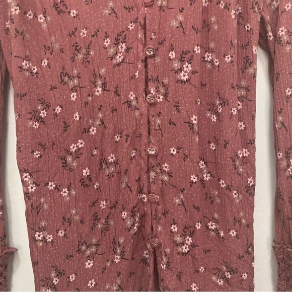 American Rag Floral Ruffle Blouse Size Large Juniors - Picture 2 of 7